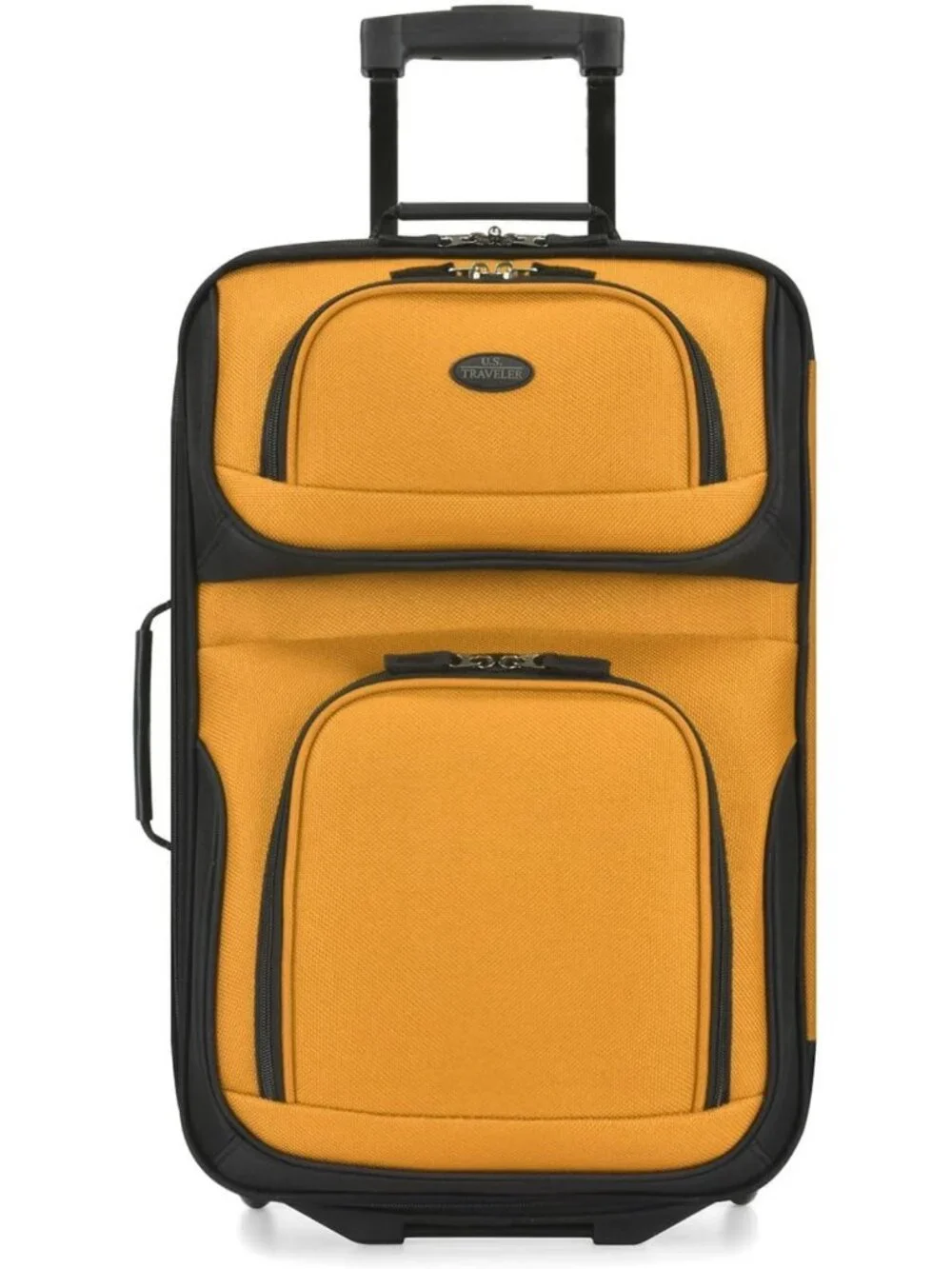 Lightweight Softside Rolling Carry-On Suitcase, 2-Wheel Travel Luggage, Orange